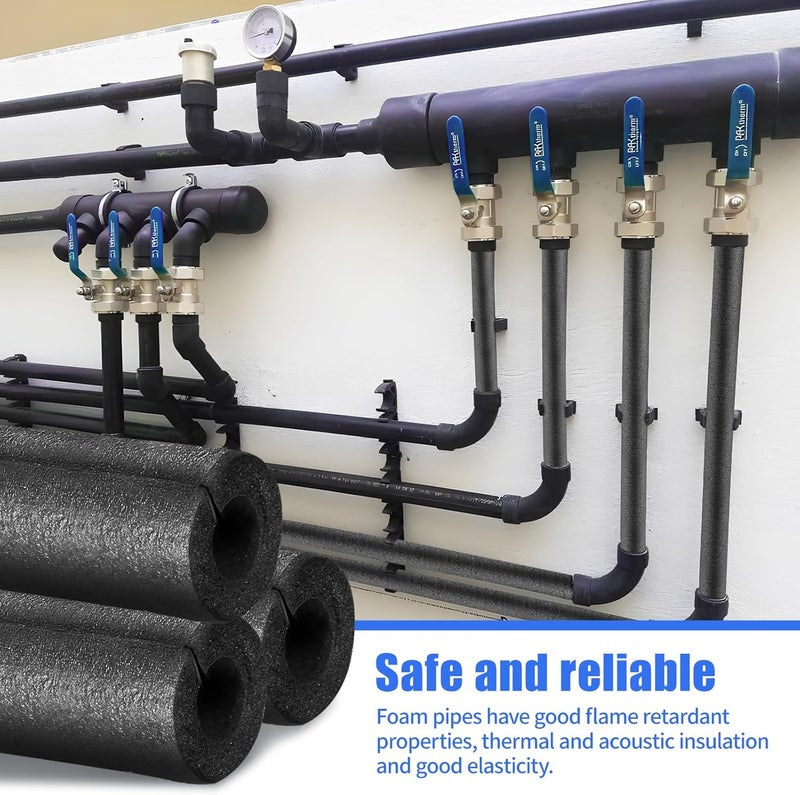 FUYITE 8 Pack Pipe Insulation Foam Tube, 3/4'' Self Adhesive Pre Slit Foam Pipe Covers Polyethylene with Double Sided Tape for Spigot, Winter Outside Pipes, Water Heater Pipes Freeze Protection - Image 4