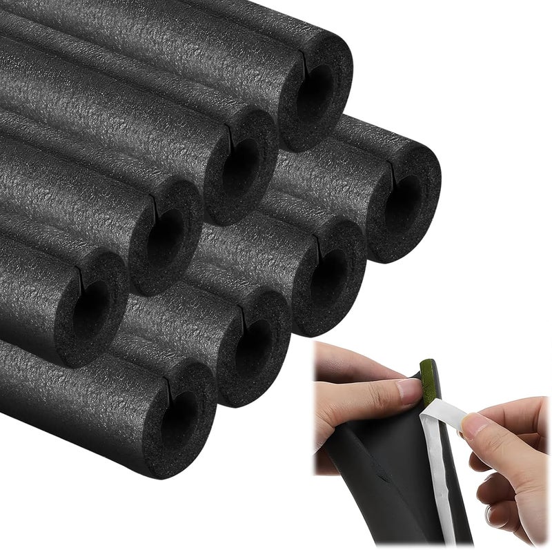 FUYITE 8 Pack Pipe Insulation Foam Tube, 3/4'' Self Adhesive Pre Slit Foam Pipe Covers Polyethylene with Double Sided Tape for Spigot, Winter Outside Pipes, Water Heater Pipes Freeze Protection - Image 1