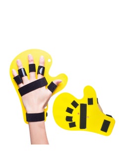 SYOSI Finger Orthotics Fingerboard Stroke Hand Splint for Assisted Rehabilitation Adjustable Size Prevent Finger Flexion and Deformation Suitable for both left right hands Yellow  - Image 1