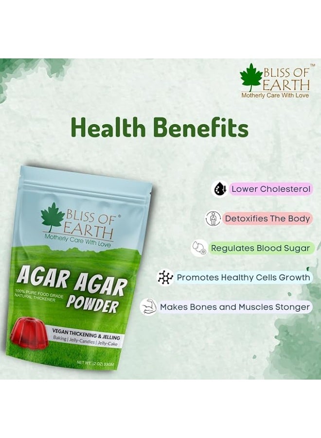 بليس اوف ايرث بودرة أجار أجار من بليس أوف إيرث – 100٪ طبيعية لتكثيف وتجلّي الأطعمة النباتية – مثالية للحلويات والجيلاتين النباتي والكعك – 53 جم (2 أونصة) - Image 3