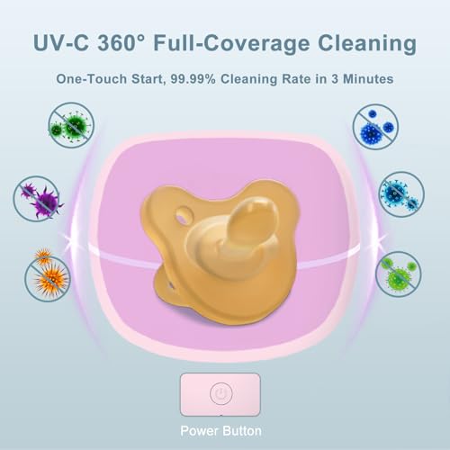 Zyntieu Upgraded Portable Pacifier Sanitizer, UV Light Sanitizer Box, 99.99% Cleaned in 3 Minutes, 90 Disinfection Cycles, USB Rechargeable, Baby Pacifier Sanitizer On The Go (Large Pink) - Image 3