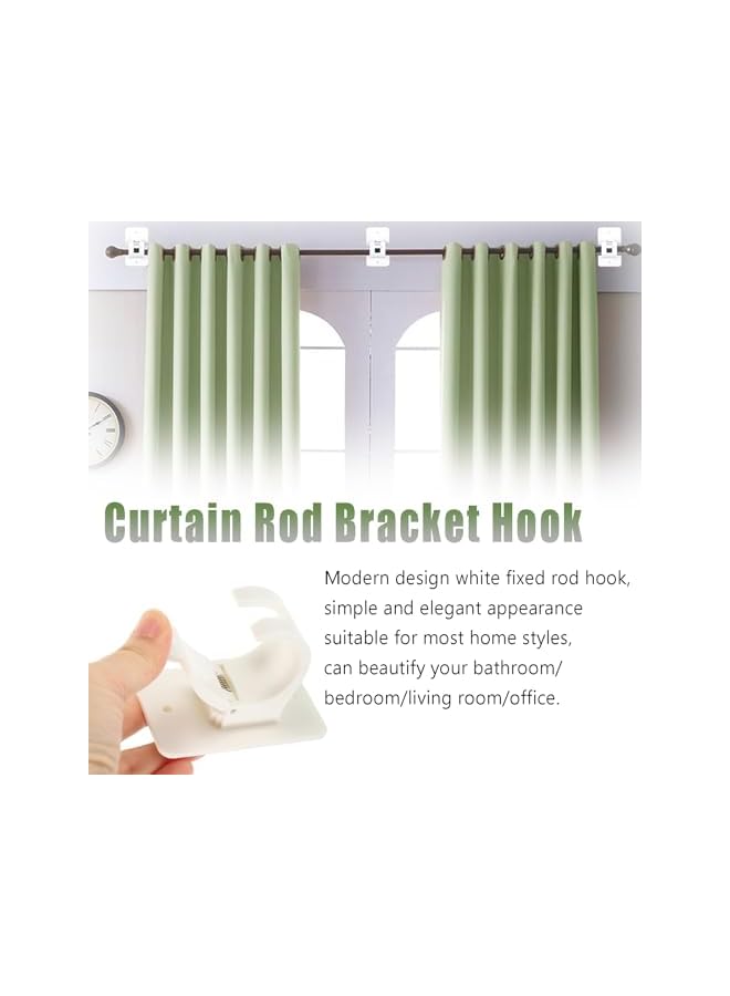 erorex Convenient No-Drill Curtain Rod Brackets - Easy Install, Adjustable, White - Set of 4  - Image 4