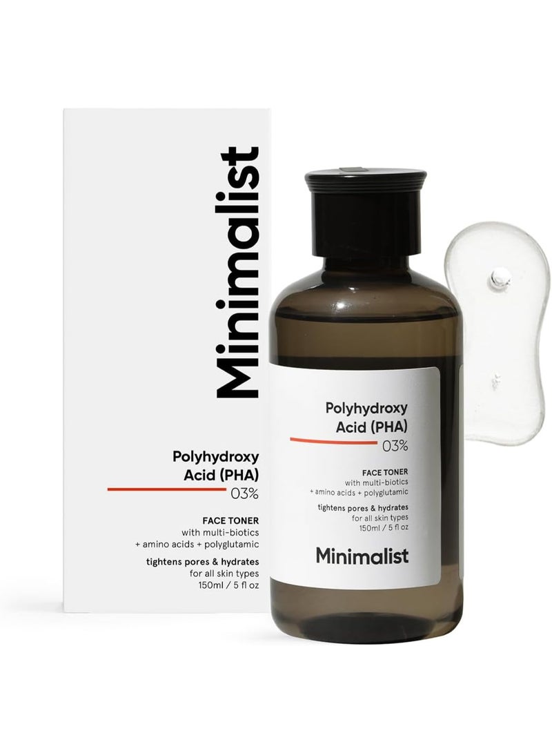 MINIMALIST Minimalist PHA 3% Alcohol Free Toner, 150 ml | Pore Tightening & Mild Exfoliation For Oily, Acne Prone, Sensitive & Normal Skin | Hydrating Face Toner For Glowing Skin - Image 1