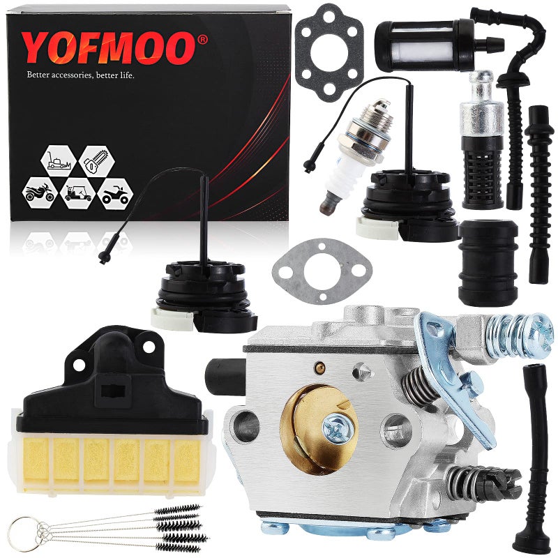 YOFMOO MS210 MS230 MS250 Carburetor for 021 023 025 Chainsaw WT-286 WT-215 Zama C1Q-S11E C1Q-S11G 1123-120-0603 1123-120-0605 Carb with Filter Fuel Oil Cap - Image 1