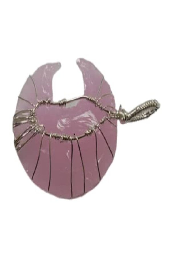 CA AGATE Women's Rose Quartz Moon Healing Necklace Wire Wrapped Crystal Pendant | Pink - Image 3