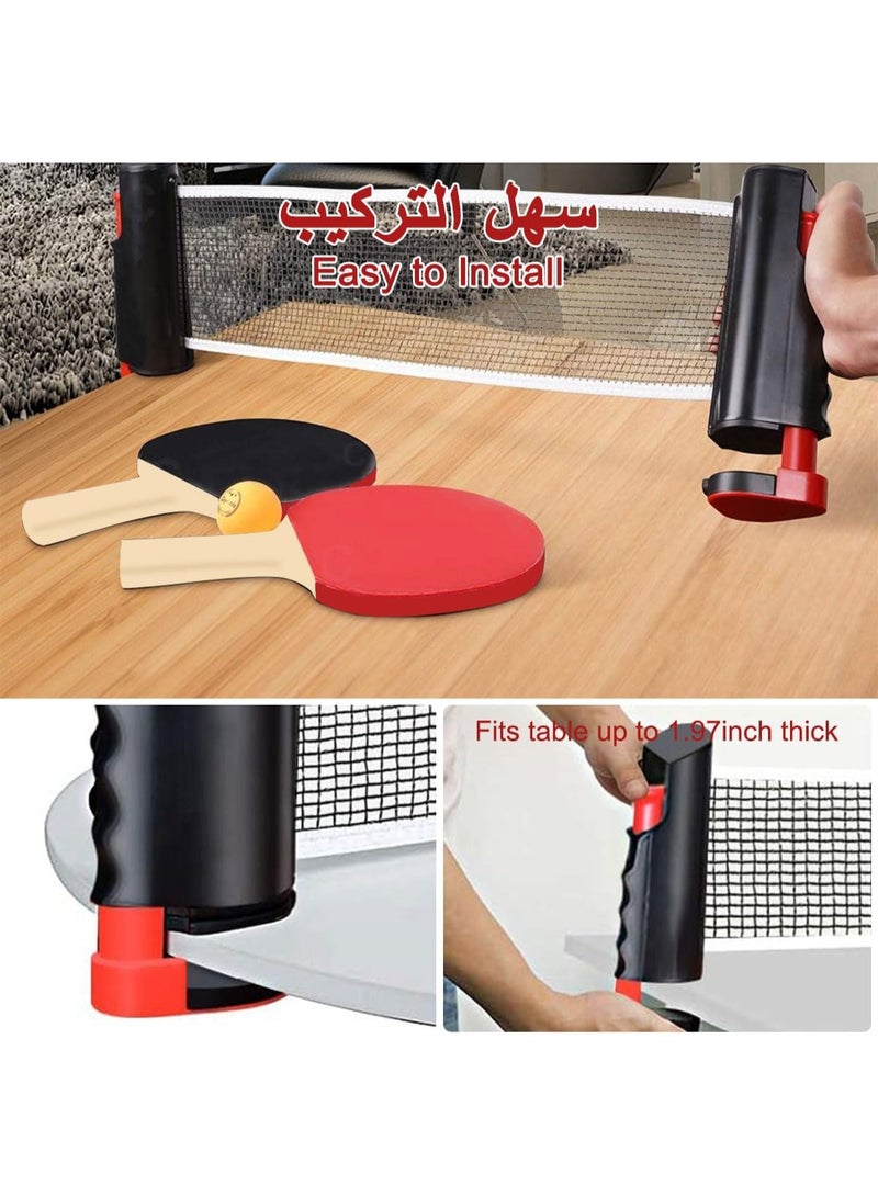 PYC Portable Ping Pong Paddles Set – Retractable Net, 6 Balls & Storage Bag - Image 2
