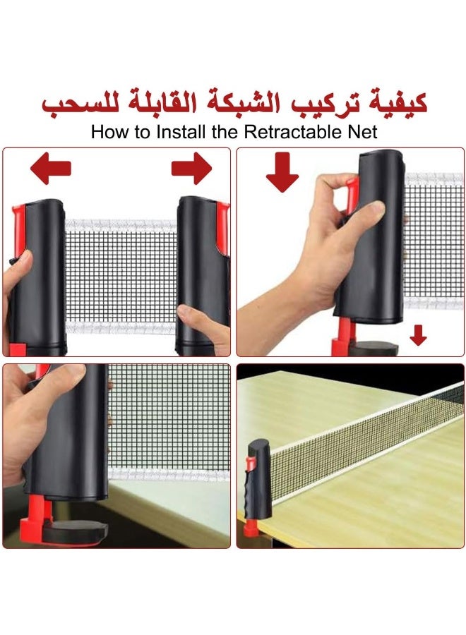 PYC Portable Ping Pong Paddles Set – Retractable Net, 6 Balls & Storage Bag - Image 5