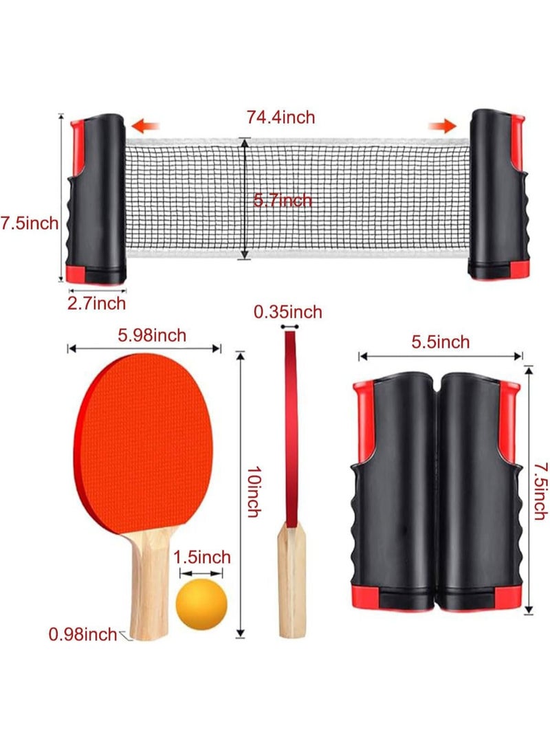 PYC Portable Ping Pong Paddles Set – Retractable Net, 6 Balls & Storage Bag - Image 3