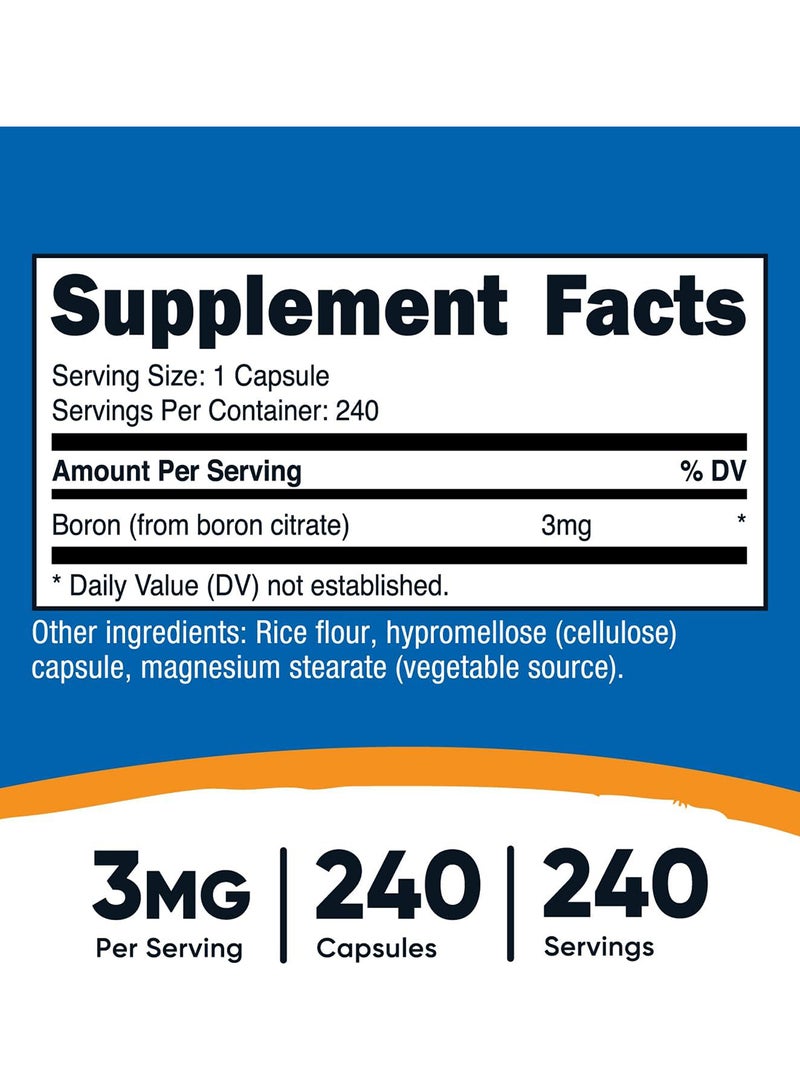 مكمل بورون 3 ملغ، 240 كبسولة نباتية - Image 2