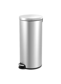EKO Elegant and Modern Design Round Shaped Hands-Free Pedal Bin Silver 20 L 