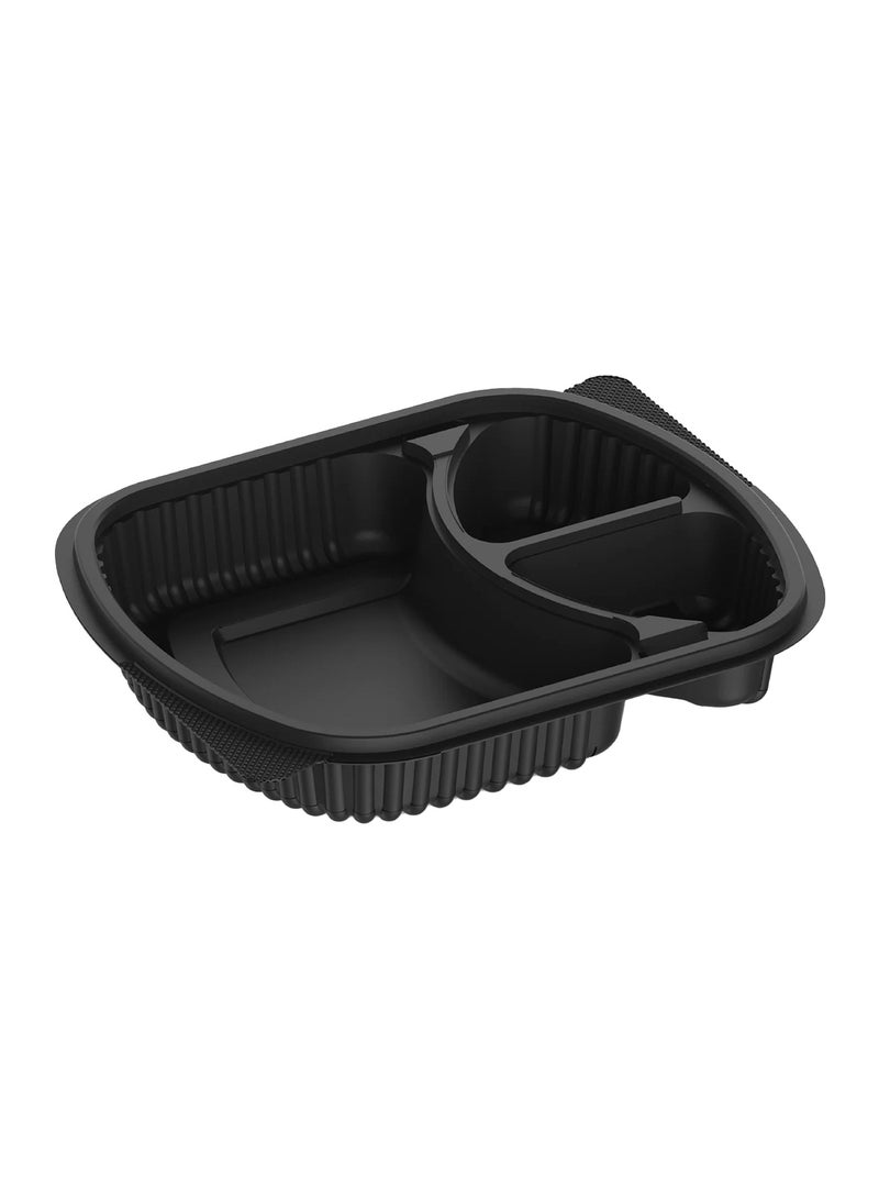 Ideal Pack Black Base 3-Compartment Food Containers with Lids – Pack of 5 | Leak-Resistant, Microwave & Freezer Safe | Perfect for Meal Prep, Takeaway & Portion Control - Image 5