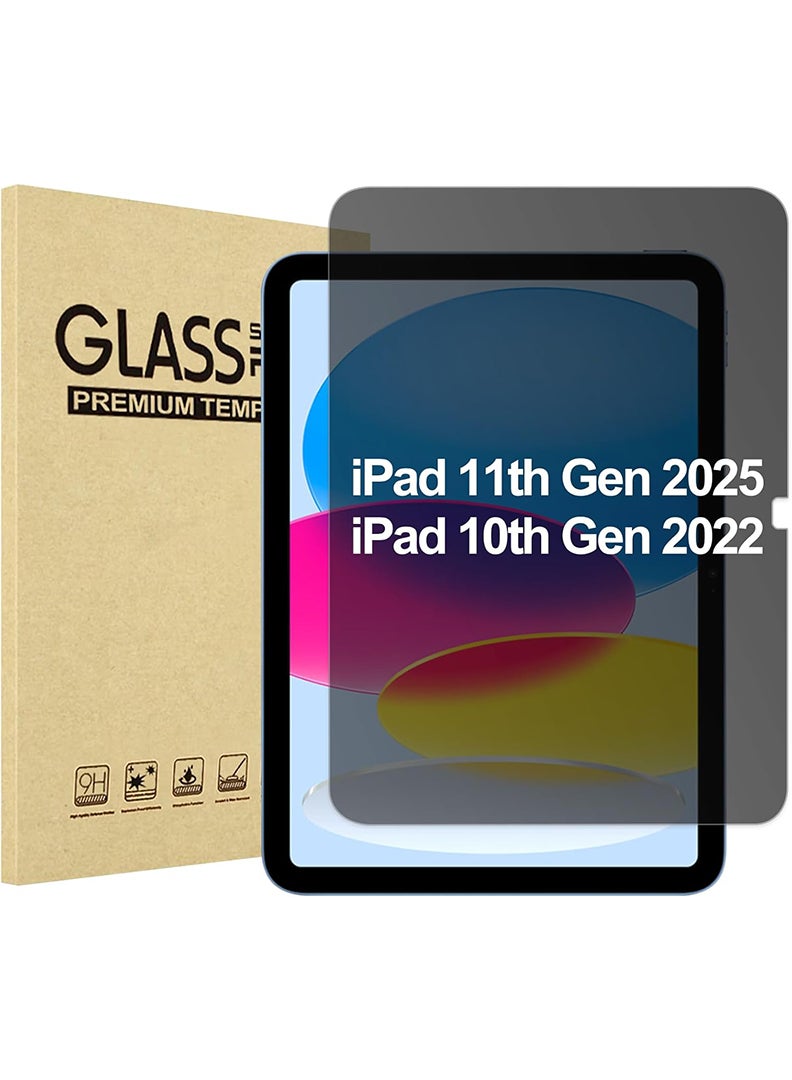 Theodor Anti- Spy Tempered Glass Screen Protector for Apple iPad 11th Gen A16 / iPad 10th Gen  With 9H Hardness, Bubble Free Easy Installation, Full Coverage And Anti Scratch Case Friendly- Black - Image 1