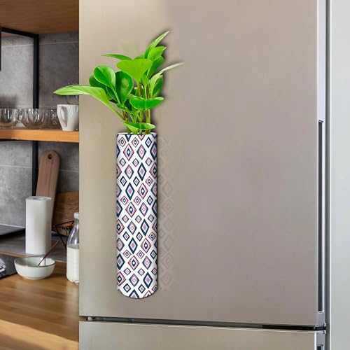 DecorTwist® Magnetic Planter for Fridge | Metal Hydroponic Plant Holder | Fridge Magnet Planter Pot Vase for Plants | Decorative Planter for Flowers & Money Plants Home Decor (White) - Image 1