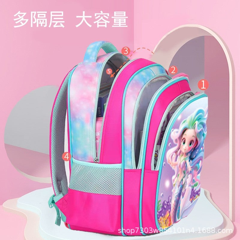 Bluejw New Cute Trolley School Bag For Primary School Students, Cartoon-themed Three-piece Set For Grades 3–6, Available In Both Two-wheel And Six-wheel Models. In Stock. - Image 4