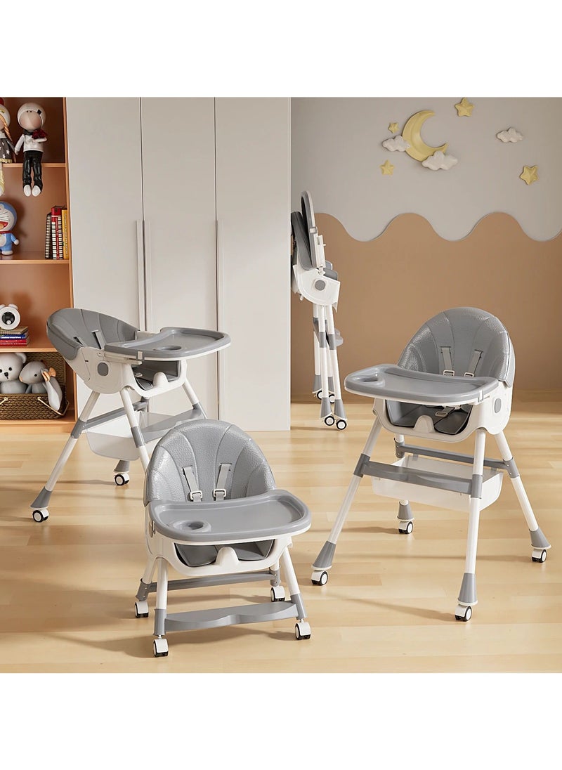 DEHKAH 4 in 1 Foldable Baby Dining Chair, Reclining and Height Adjustable Dining Chair for Baby, with Detachable and Removable Dining Table  - Image 3