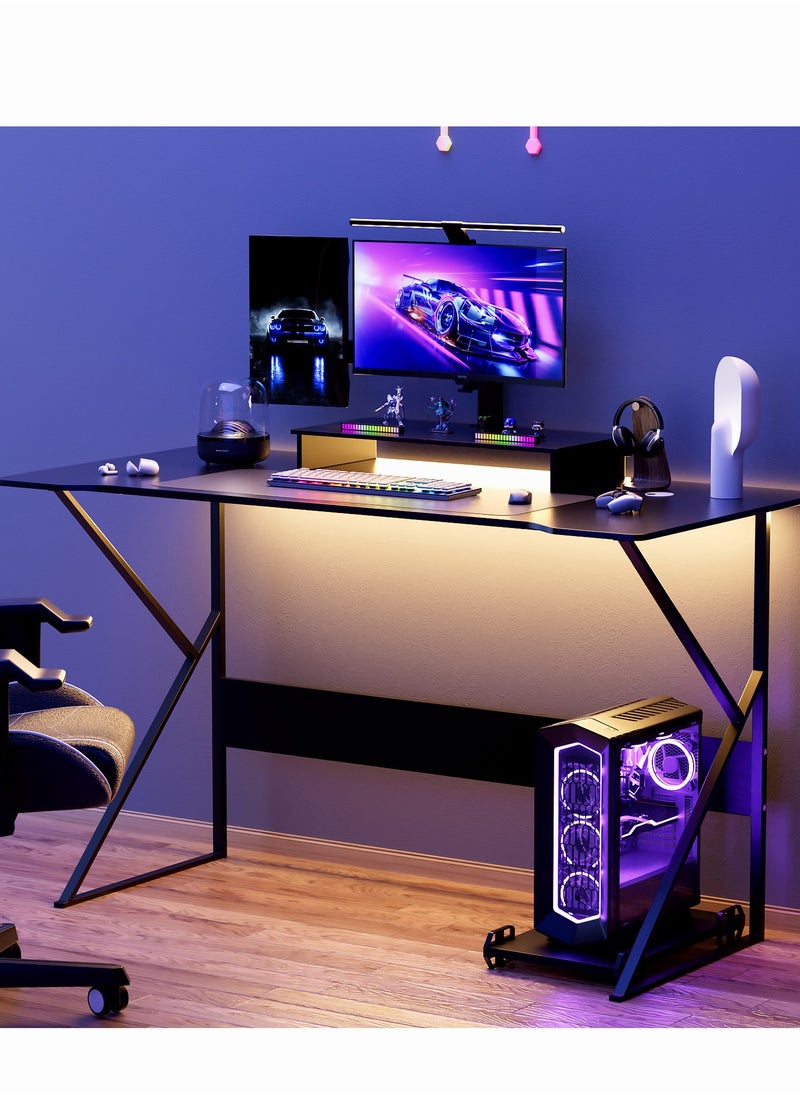 Desktop Computer Desk, 120cm Gaming desk with Large Monitor Stand,Simple Game Table for Home Bedroom Table, Student Writing Study Desk