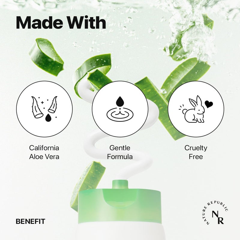 NATURE REPUBLIC نيتشر ريبابليك ميلد & موستشر ألو فيرا فوم كلينزر هيدريشن & موستشرينج ميك أب ريموفر، بور كلينسينج ألو فيس واش، كوريان سكين كير فور أول سكين تايبس 150ml / 5.07 fl Oz - Image 4