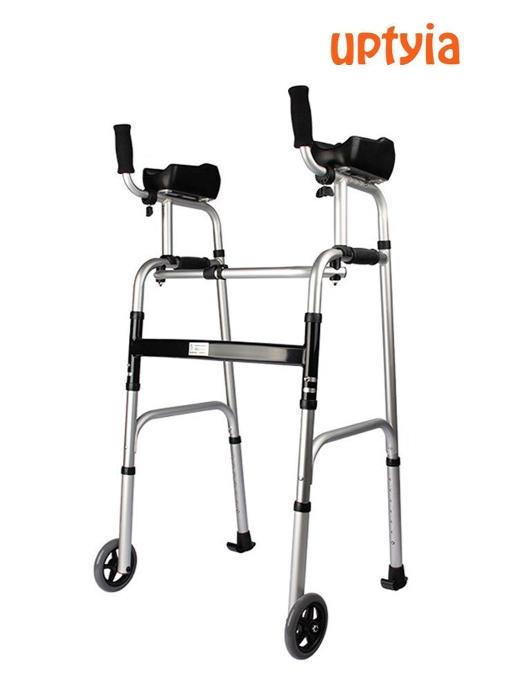 أوبتيا مشاية قابلة للطي خفيفة الوزن لكبار السن - قابلة لتعديل الارتفاع على 8 مستويات (100-116 سم) مساعد على الحركة مزود بعجلات 5 بوصات ومقعد مبطن | مشاية ذات منصة متينة لكبار السن والمعاقين وذوي الاحتياجات الخاصة - Image 1