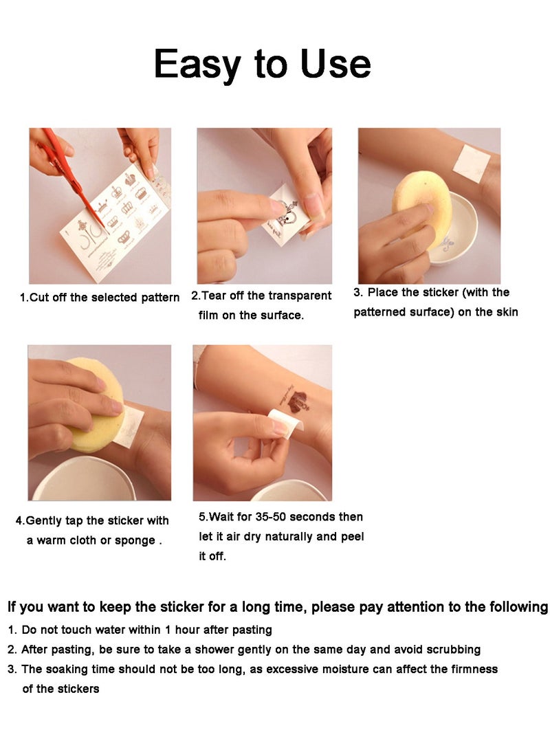 Temporary Tattoo Stickers Crown Butterfly Heart Fake Tattoo Set Stickers - Image 2