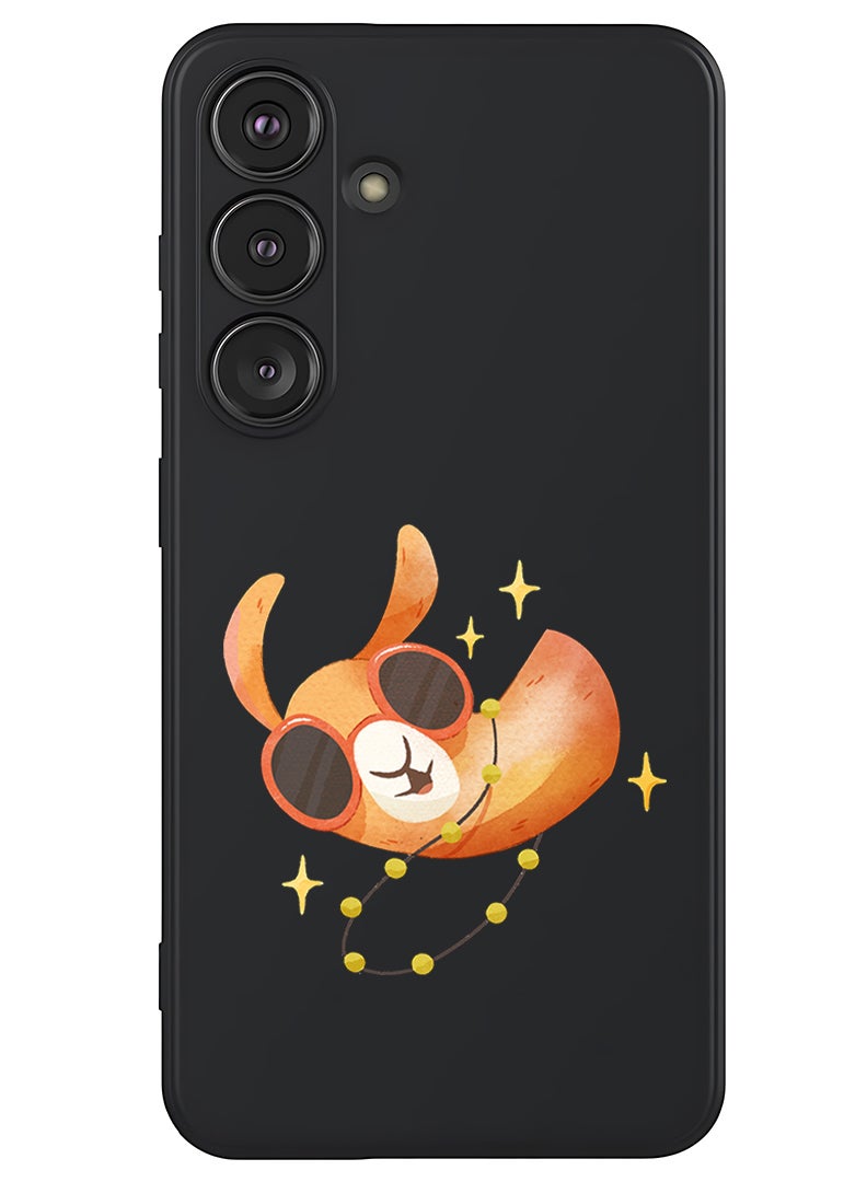 Theodor Protective Slim Fit Case Liquid Silicone Cover with Full Body Protection Anti-Scratch Shockproof Case For Samsung Galaxy S25 Plus (Black) - Camel wearing goggles - Image 1