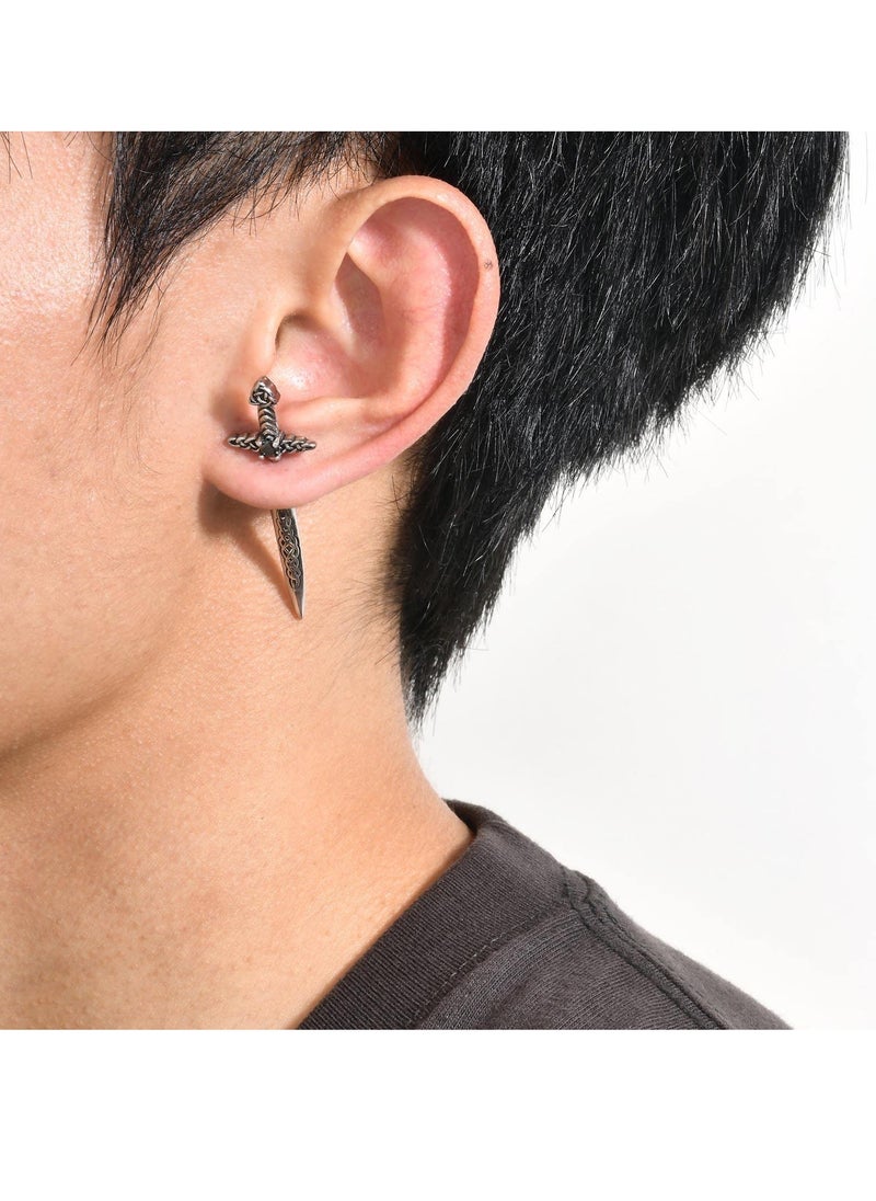 SYOSI - Dagger Celtic Knot Earrings Cyberpunk Style Earrings Sword Ear Studs and Earrings for Men Women Irish Studs Earrings Stainless Steel Retro Hip Hop Celtic Knot Sword Stud Earrings - Image 1