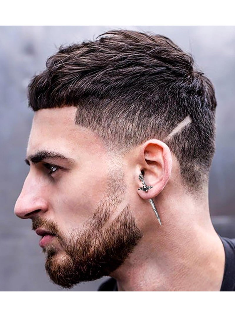 SYOSI - Dagger Celtic Knot Earrings Cyberpunk Style Earrings Sword Ear Studs and Earrings for Men Women Irish Studs Earrings Stainless Steel Retro Hip Hop Celtic Knot Sword Stud Earrings - Image 1