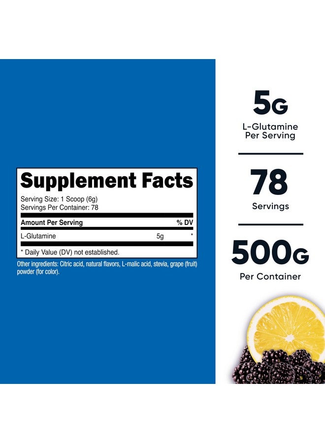 Nutricost L-Glutamine Powder Sweetened with Stevia (500 Grams, BlackBerry Lemonade) - Supplement for Gut Support, 5 Grams of L-Glutamine Per Serving, Gluten Free and Non-GMO - Image 2