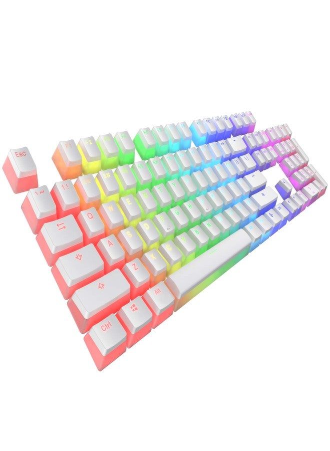 TECWARE Pudding PBT Keycaps Set with Keycap Puller - Full Keys 112 Keys, Double-Shot for Mechanical Keyboards, OEM Profile, Clear and White Jelly-Style Gaming Keycaps, for Phantom Phantom+ (US, ANSI) - Image 1
