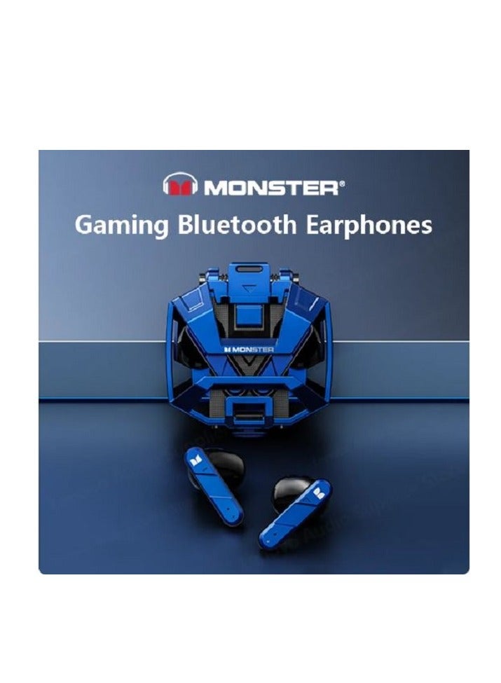 Monster XKT09 Wireless Bluetooth Earbuds Gaming Headphones Deep Bass Low Latency Game Headset with Built-in Microphone Noise Cancelling Blue - Image 1