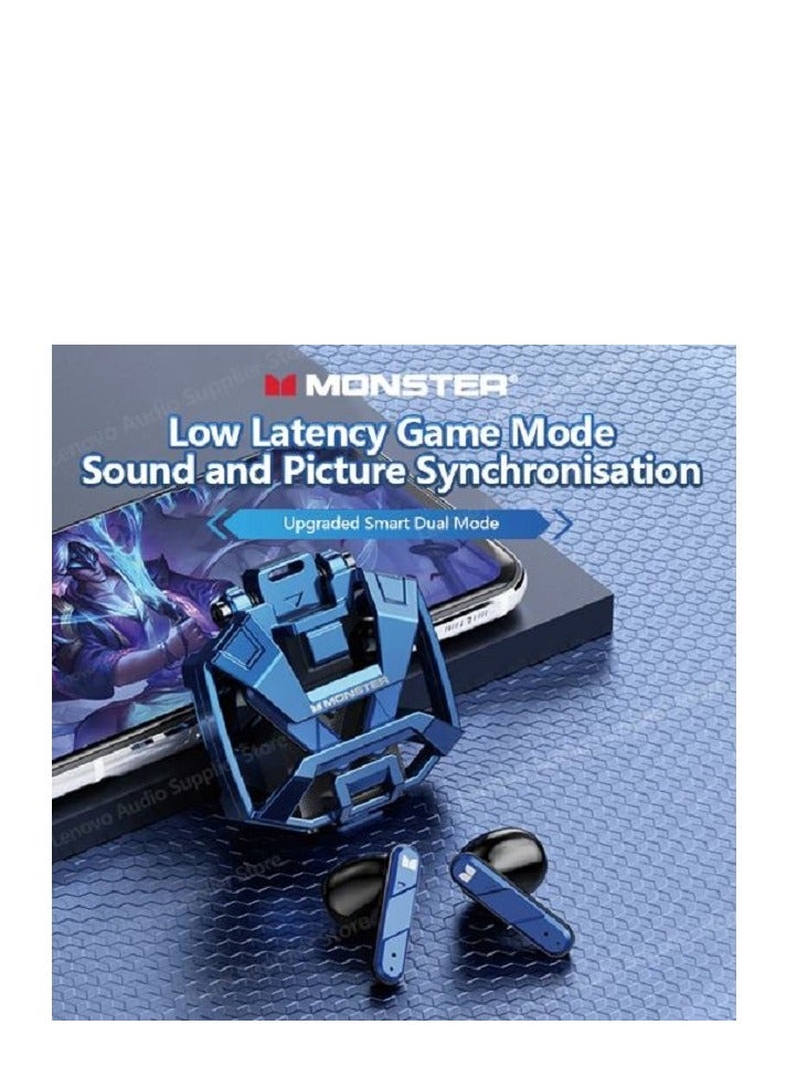 Monster XKT09 Wireless Bluetooth Earbuds Gaming Headphones Deep Bass Low Latency Game Headset with Built-in Microphone Noise Cancelling Blue - Image 2