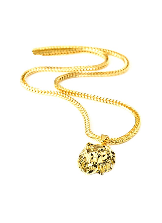 NIBEMINENT 18 Karat Gold Plated Lion Head Pendant Necklace 