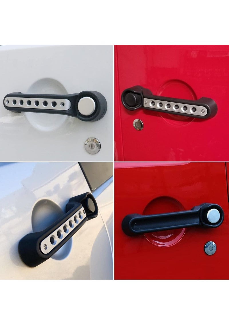 KASTWAVE 5Pcs Side Door Grab Handle Cover+ 5Pcs Push Button Knobs Covers Trim Compatible with Jeep Wrangler Accessories JK JKU Sahara Unlimited 4 Doors 2007-2018 Exterior Handles Pull Decor (Aluminum Silver)  - Image 3