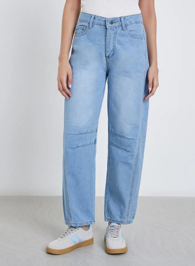 Styli Styli High Rise Relaxed Fit Faded Jeans