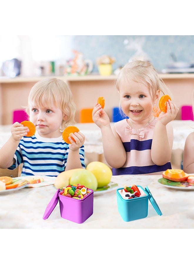 Peachjoy Bento Box Accessories, 4-Pack Silicone Dips Containers, Leakproof Salad Dressing Containers for Kids, 4.3oz/128ml Snack Condiment Containers with Lids, Sauce Cups for Lunch and Picnic - Image 2