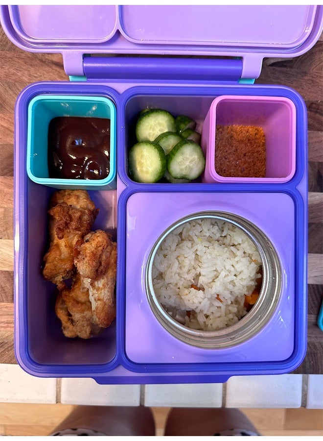 Peachjoy Bento Box Accessories, 4-Pack Silicone Dips Containers, Leakproof Salad Dressing Containers for Kids, 4.3oz/128ml Snack Condiment Containers with Lids, Sauce Cups for Lunch and Picnic - Image 4