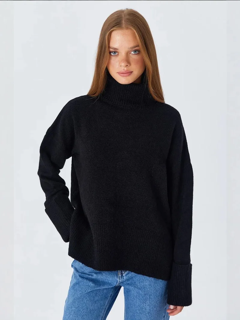 MixRay Mixray Thick Turtleneck Loose Fit Sweater
