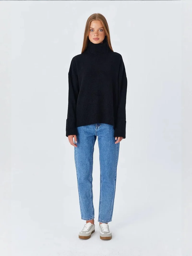 MixRay Mixray Thick Turtleneck Loose Fit Sweater