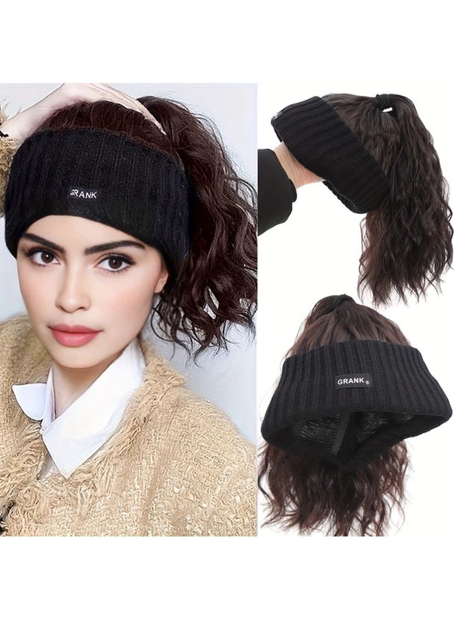 Women's Deep Grey Synthetic Curly Wave Ponytail Beanie Wig 12inch - Image 1