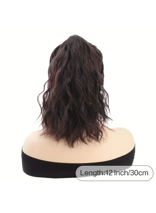 Women's Deep Grey Synthetic Curly Wave Ponytail Beanie Wig 12inch - Image 5