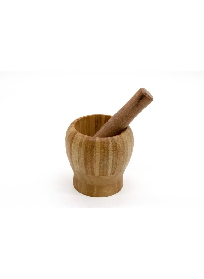Kovar Wooden Mortar And Pestle, Bamboo Grinding Set For Spices, Herbs, And Small Foods - Image 1