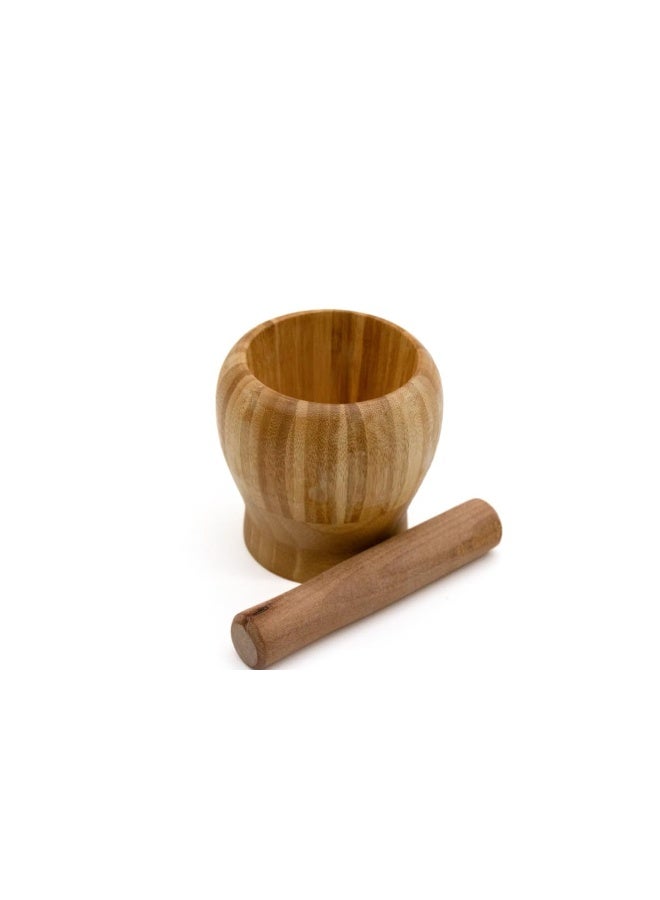 Kovar Wooden Mortar And Pestle, Bamboo Grinding Set For Spices, Herbs, And Small Foods - Image 4