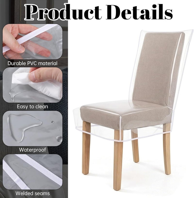 Qulkws Clear Dining Chair Covers - Waterproof Plastic Protectors for Kitchen Chairs - Image 3