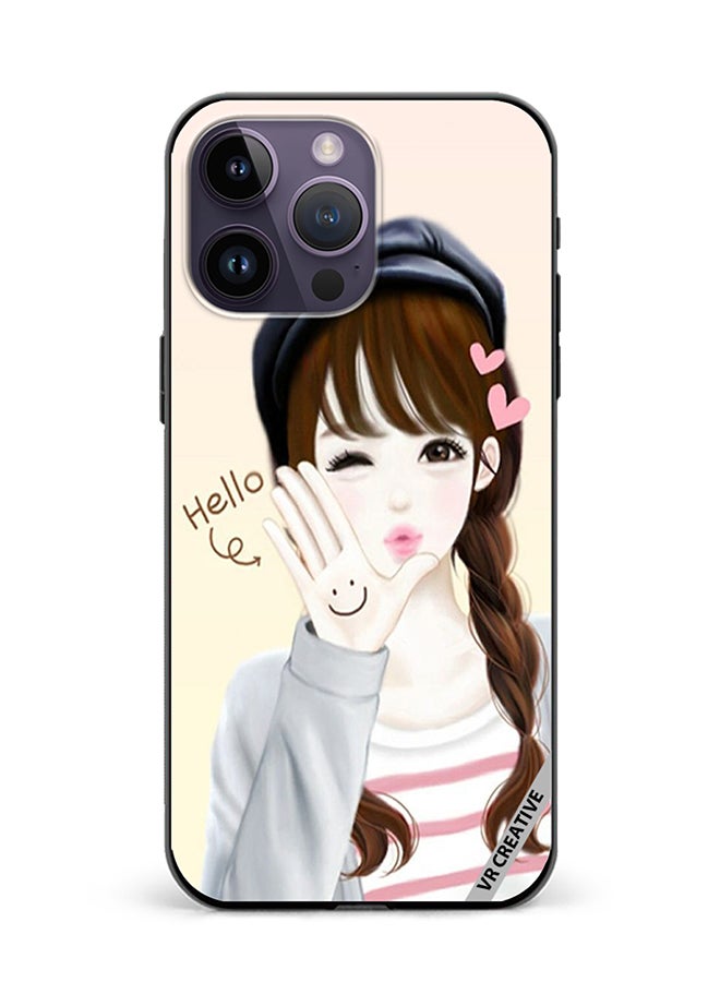 VR CREATIVE Protective Case Cover For Apple iPhone 16 Pro Max Hello Girl Design Multicolour