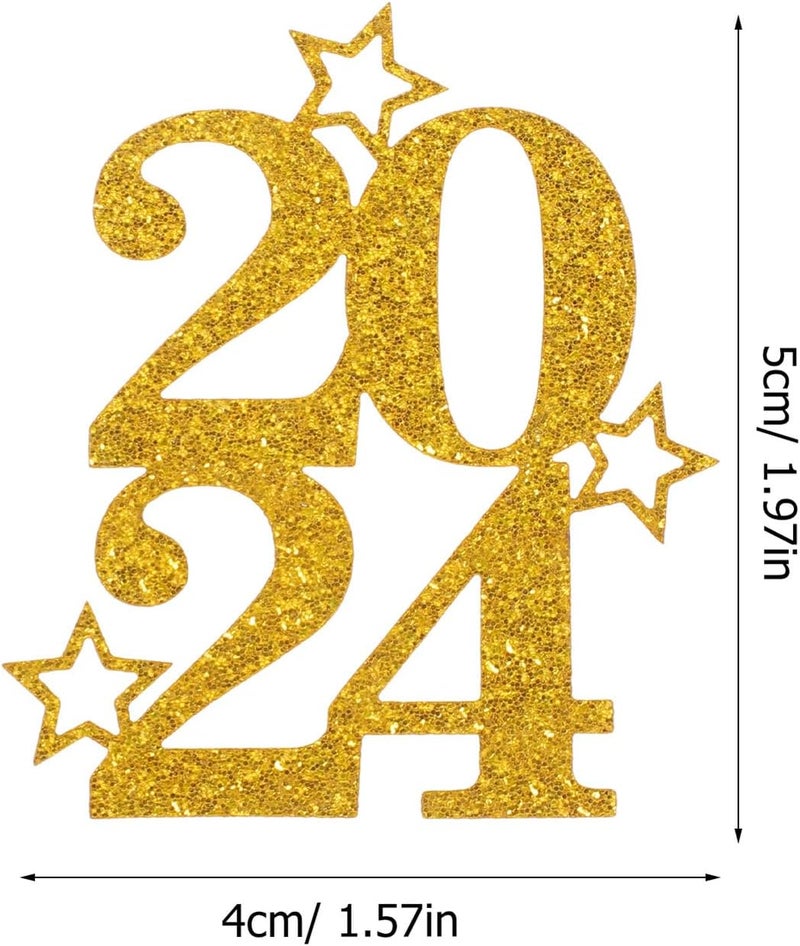 Vaguelly 30pcs 2024 Cake Picks Cake Ornament Set for New Year Party Dessert Decoration Gold Paper Cupcake Toppers Party Supplies - Image 2