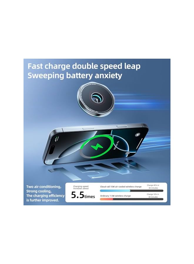 Green Tiger The car phone stand with adapter, magnetic 15W wireless fast charging, compatible with the entire series of iPhone12-16 and Galaxy S20-S24 Ultra with strong heat dissipation design - Image 4