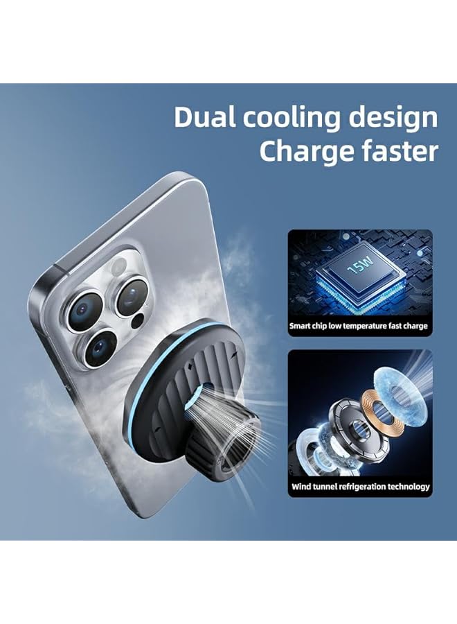 Green Tiger The car phone stand with adapter, magnetic 15W wireless fast charging, compatible with the entire series of iPhone12-16 and Galaxy S20-S24 Ultra with strong heat dissipation design - Image 3