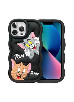 Silicone Case With Microfiber Lining 3D Sweet Shapes For Apple iPhone 11 Pro Max (Tom & Jerry) (Black)
