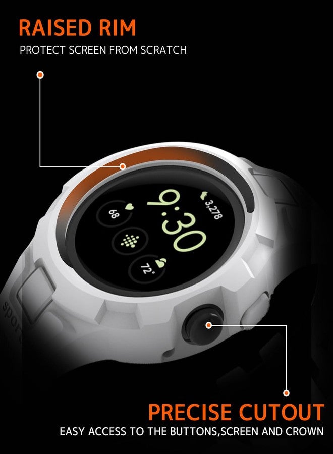 NINKI Silicone Band and Case Compatible for Google Pixel Watch 4 3 41mm 2025 & 2024 / Pixel Watch 2 2023 Bands, Sport Waterproof Adjustable Wristband Strap with bumper Cover - White with Black - Image 3