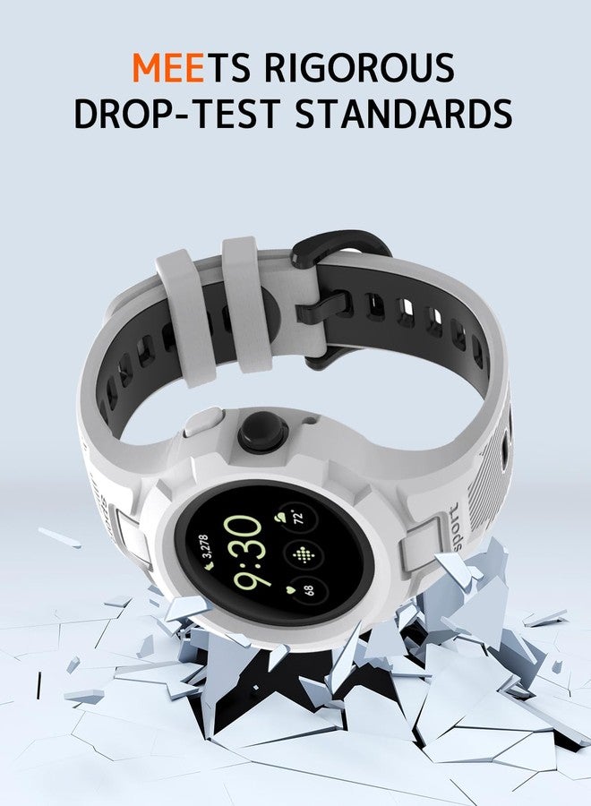 NINKI Silicone Band and Case Compatible for Google Pixel Watch 4 3 41mm 2025 & 2024 / Pixel Watch 2 2023 Bands, Sport Waterproof Adjustable Wristband Strap with bumper Cover - White with Black - Image 4