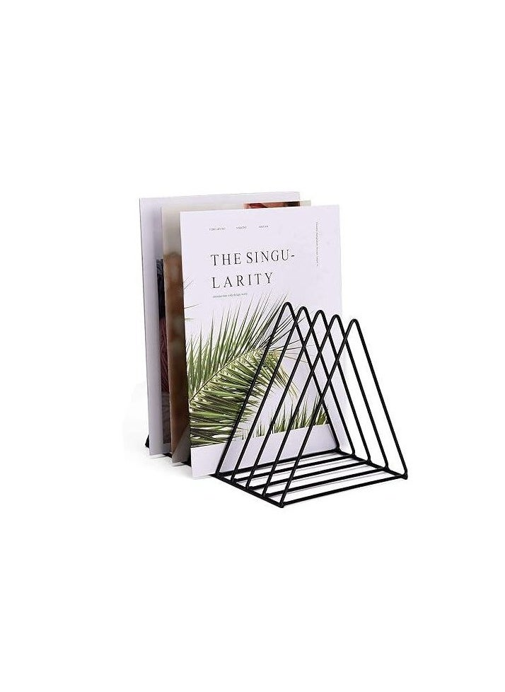 Generic Triangle Desktop Magazine Storage Rack, 9 Slot Metal Book Holder Document File Folder Stand  - Image 1